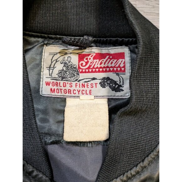 Vintage Indian Motorcycles Satin Bomber Jacket Men's XXL Full Zip Logo Script - Picture 3 of 15